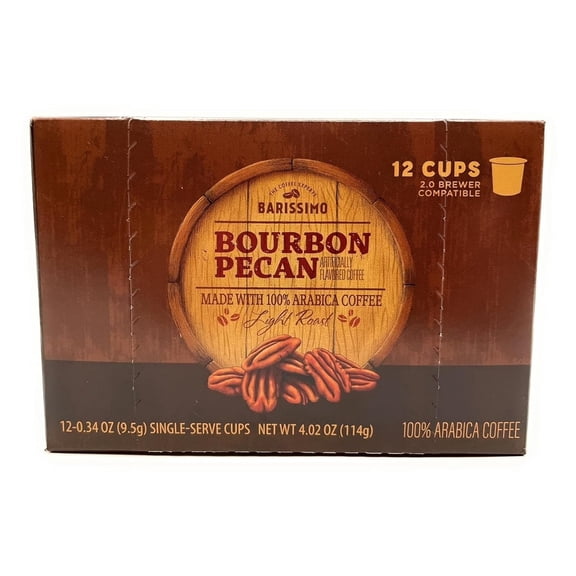 Bourbon Pecan Light Roast Arabica Coffee K-Cup Compatible,12 Single Serve Cups, Barissimo 4.02oz/114g – 1 Box