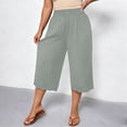 thumbnail image 2 of Maean Womens Plus Size Pants Elastic High Waist Wide Leg Baggy Solid Color Lounge Capri Pant L-5XL, 2 of 7