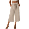 thumbnail image 2 of Capri Pants for Women Petite Wide Leg Summer Capris Pant Palazzo Loose Fit Casual Trousers with Pockets 2026 Trendy Beige XL, 2 of 6