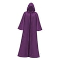 thumbnail image 3 of Halloween Hooded Cloak Cosplay Cape Full Length Cowl Wizard Masquerade Dress up Robe for Easter Punk Party Carnival Violet L, 3 of 8