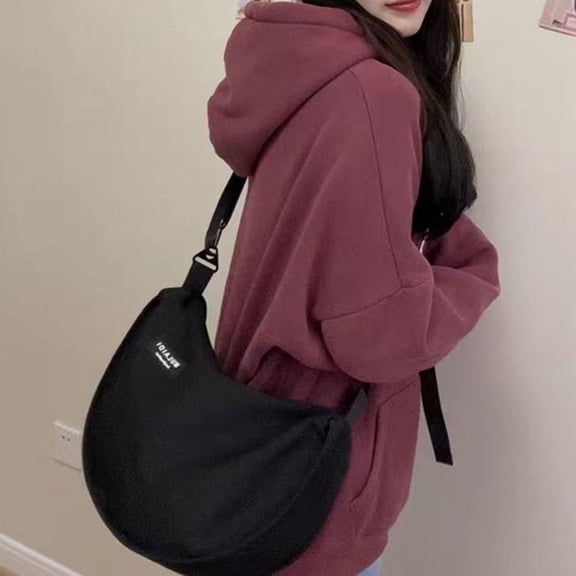JennyShop Japanese Casual Dumpling Bag Sports Wind Messenger Bag Women's Large-capacity Canvas Bag Student Class Shoulder Commuter Bag