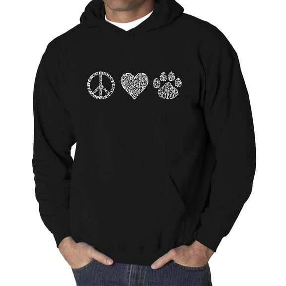Men's Word Art Hooded Sweatshirt - Peace Love Cats