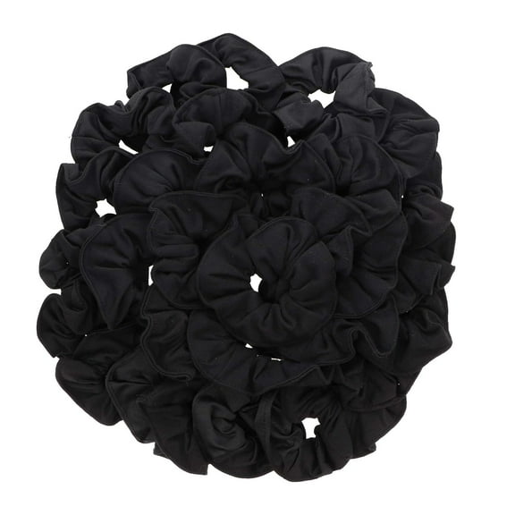 Motique Accessories 36 Pcs Large Solid Scrunchies Hair Elastics for Adult Female and Girls- Black