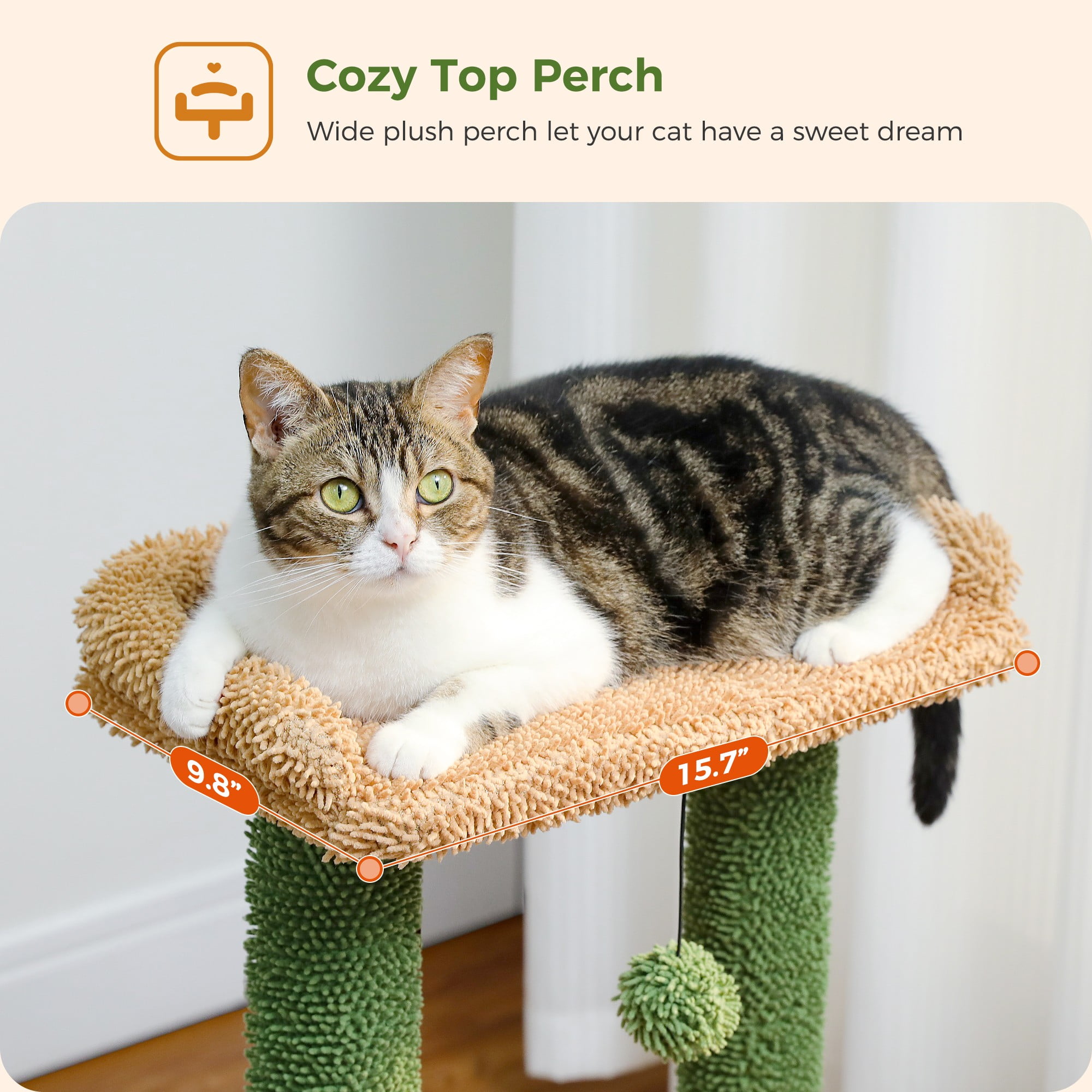 resenkos 33" Cat Tree Tower Grey for Indoors Cats, Kitty Condo with Scratching Post, Modern Activity Climbing for Small and Medium Cats, Green