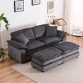 thumbnail image 5 of Modern Corduroy Convertible Sofa Loveseat, 2 Seaters Small Couch Love Seat With Movable Ottomans and Pillows For Living Room Apartment Bedroom, 5 of 11