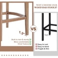 thumbnail image 6 of Aulife Counter Height Barstool Set of 2, Genuine Leather Thickened Seat Barstools with Backs & Solid Wood Legs,for Kitchen Island, Dining Room, 6 of 7