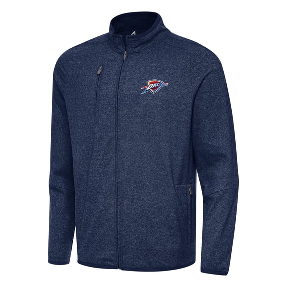 Men's Antigua Heather Navy Oklahoma City Thunder Hold-Up Full-Zip Tri-Blend Jacket