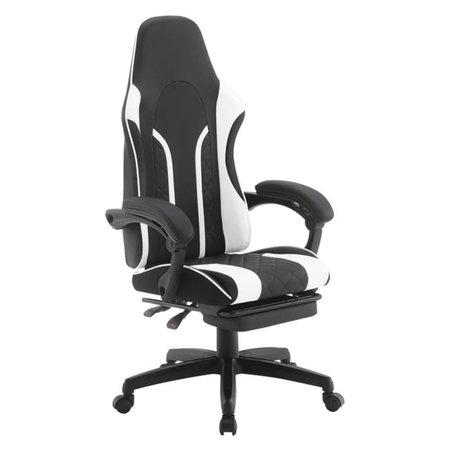 Scranton & Co Chaise de Gaming avec Repose-Pieds Rétractable en Similicuir Blanc