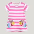 thumbnail image 6 of WIBACKER Toddler Girl Cotton Casual Dress Summer Short Sleeve Appliques Striped Tunic Playwear Shirt Dresses - Bees, 6 of 6