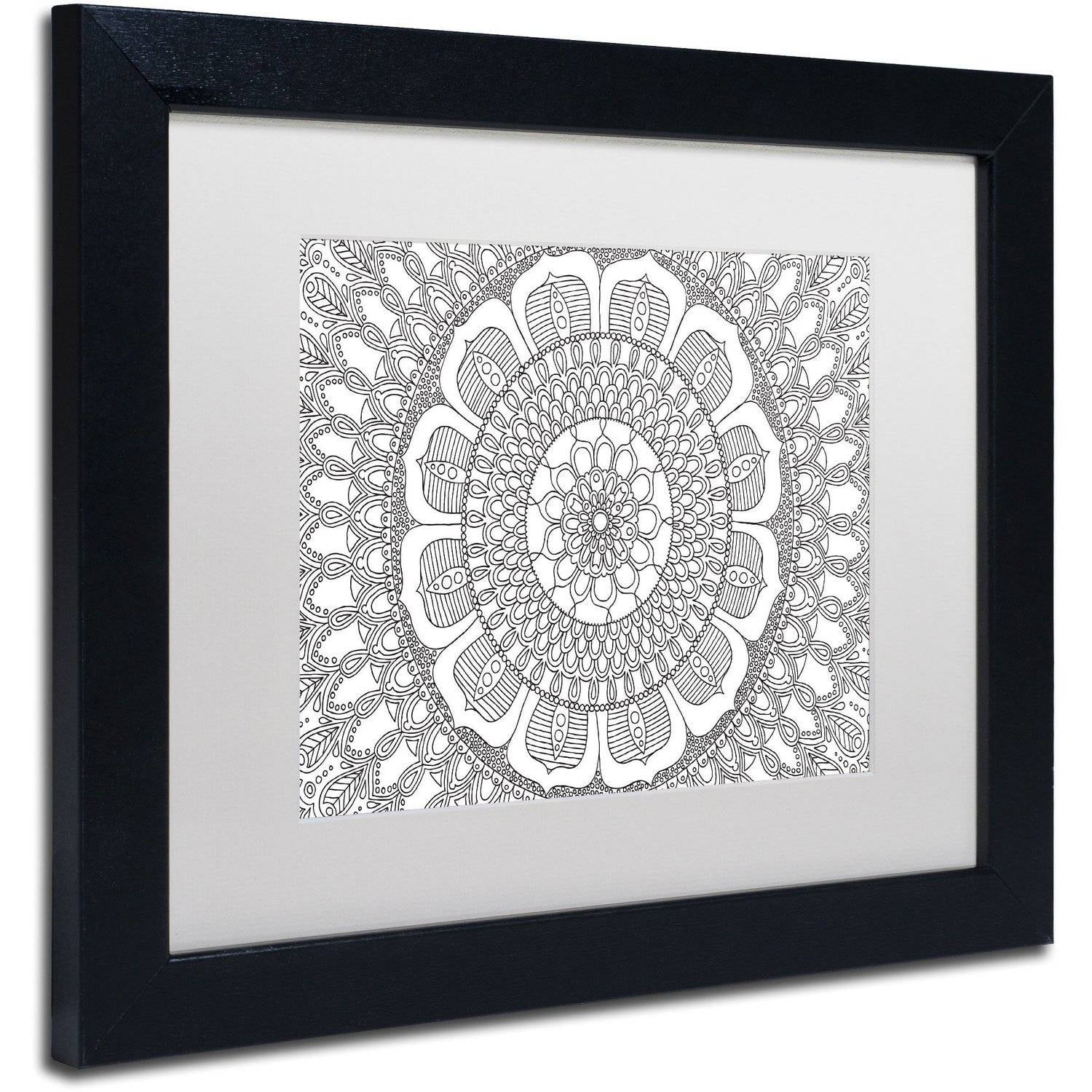 Trademark Fine Art "Flower Mandala" Canvas Art by Hello Angel, White Matte, Black Frame
