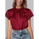 thumbnail image 3 of Blusa de Mujer PRETTYGARDEN Manga con Volantes Satén Vino Rojo XL, 3 of 6