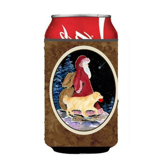 Santa Claus With Golden Retriever Can Or bottle sleeve Hugger - 12 oz.