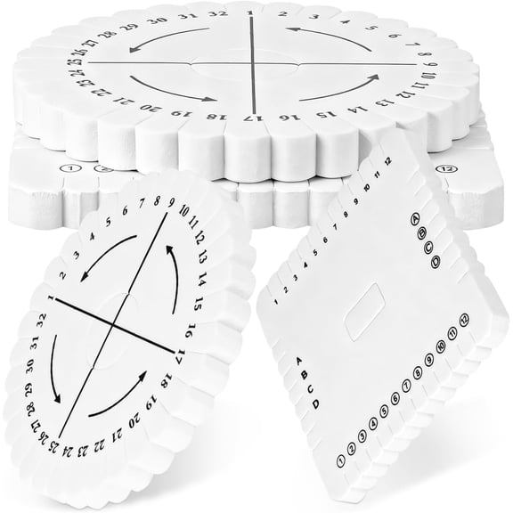 ABCISI 12 Pcs Braiding Disk, Kumihimo Disk Bracelet Making Tools - Round and Square Kumihimo Beading Cord Disc, Braided Plate DIY Bracelet Loom Weaving Board, White