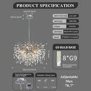 Modern Tree Branch Crystal Chandelier Luxury Silver Crystal Pendant Lighting 23.6 Contemporary 8-Light Chandeliers for Dining Room Kitchen Bedroom Living Room