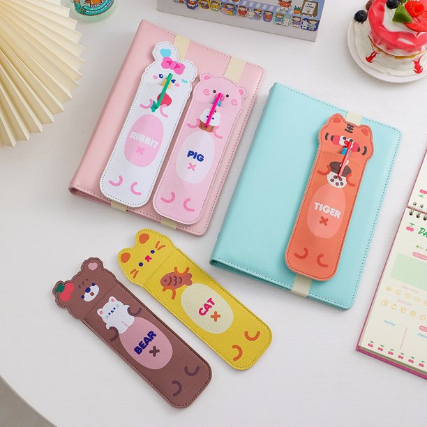 Pencil Case with Elastic Band Spacesaving Portable Cute Bear Rabbit