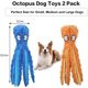 thumbnail image 3 of juguetes de pulpo chirriantes azules y naranjas para perros, juguetes de peluche para la dentición de cachorros y perros, juguetes interactivos duraderos para masticar para perros pequeños y medianos., 3 of 5