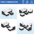 thumbnail image 5 of Phonjoroo 5PCS Patio Furniture Sets All Weather Outdoor Sectional Sofa Manual Weaving Wicker Rattan Outdoor Conversation Set with With Cushion And Glass Table, White, 5 of 7