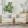 thumbnail image 3 of Andeworld Upholstered Barrel Accent Chair Modern Wide Arm Chair for Living Room Bedroom Anti-scratch Design Armchair Leisure Chair White, 3 of 6