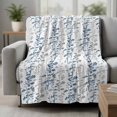 thumbnail image 2 of Navy Blue Grey Botanical Blanket Soft Cozy Warm Throw Blanket for Couch, Plush Fuzzy Flannel Fleece Blankets for Sofa, Spring Floral Summer Farmhouse Bed Blankets Lightweight Gifts for Women, 50"x80", 2 of 9