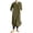 Green, variant on Fesfesfes Spring Dresses for Women Round Neck 3/4 Sleeve Tunic Dress Casual Solid Color Kaftan Dress Knee Length Ruffle Slit Dress