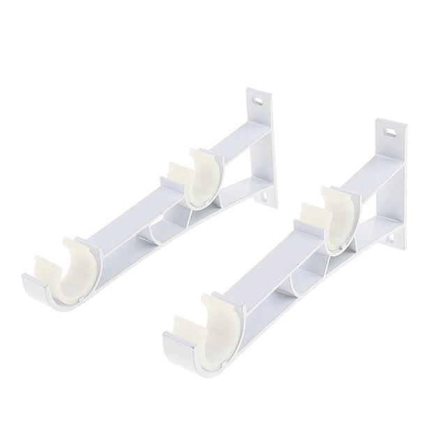 de 2 piezas de soporte de varilla para cortinas de ventana, soportes de varillas de cortina dobles de aluminio Blanco Soledad Soporte de barra de cortina
