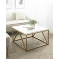 thumbnail image 6 of Kate and Laurel Kaya Modern Glam Coffee Table, 28 x 28 x 18, White and Painted Gold, Square Two-Tone Living Room Table with Geometric Metal Base and Mixed Materials Design, 6 of 7