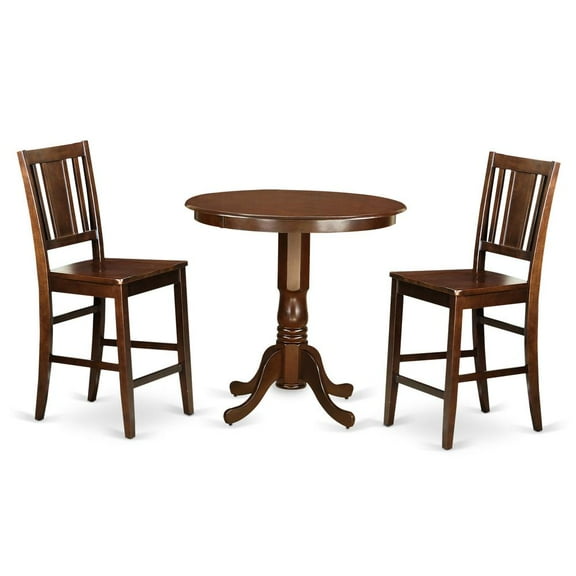 East West Furniture Jackson 3-piece Wood Dining Table Set in Mahogany