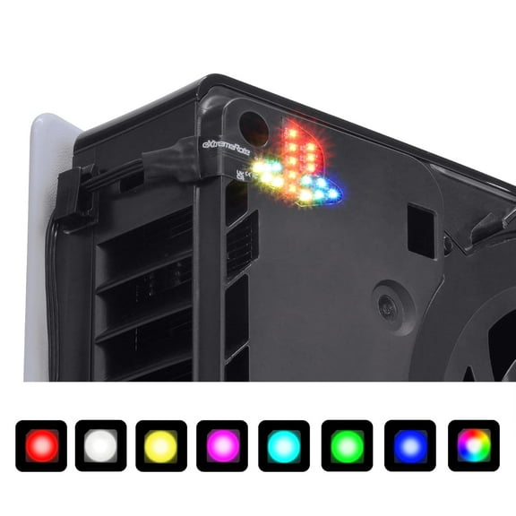 eXtremeRate RGB Rainbow Logo LED Kit for PS5 Slim/Pro Disc & Digital Console - 7 Colors 40 Effects