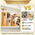 thumbnail image 4 of Tarros de cristal para almacenar alimentos, pack de 7 recipientes de cocina con tapas herméticas de bambú para pasta, galletas, frutos secos, café en grano, cereales, juego de botes para harina, 4 of 4