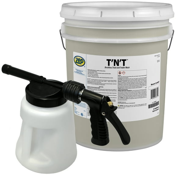 Zep TNT Brushless Truck and Trailer Wash Concentrate 5 Gal (Each) Model 481 Foamer 96 oz. - 37635 - Removes Exhaust Deposits, Road Film and Bug Residues