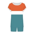 thumbnail image 5 of gbyLJF Two Piece Sets for Women Color Block Short Sleeve Shorts Set with Pockets Summer Matching Sets, 5 of 6