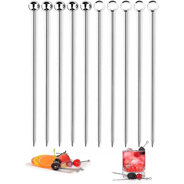 Cocktail Skewers Stainless Steel Cocktail Picks Appetizer Picks Reusable Fruit Stick Cocktail Picks For Cocktails Clubs Bars Birthdays Snacks Appetize