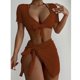thumbnail image 2 of Traje de cuatro piezas Mujer Vendaje Sólido Cómodo Bikini Push-Up Acolchado Traje de baño Traje de baño Conjunto de ropa de playa OAVQHLG3B Store  lin121212, 2 of 4