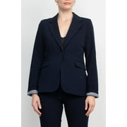 Philosophy Lapel Collar Rolled Long Sleeve Detail Single Button with Flap Pockets Woven Jacket-MIDNIGHT / 8
