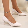 thumbnail image 5 of Miluxas Women's Low Kitten Heel Pumps Classic Fashion Dress Pumps Simple Heeled Shoes for office Work White 9.5(43), 5 of 9