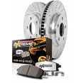 thumbnail image 2 of Power Stop Brake Kit K5490-36 1-Click Brake Kit; Z36 Extreme Carbon Fiber Ceramic Brake Pads; Silver Zinc Plated Cross-Drilled And Slotted Rotor; With Rotor/Brake Pad/Hardware, 2 of 5