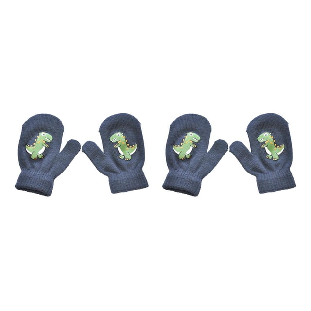 Qarigey 1 par de manoplas para niños, calentador de dedos, accesorio de ropa térmica, patrón de dinosaurio, manopla de punto para niños Type2 NO2
