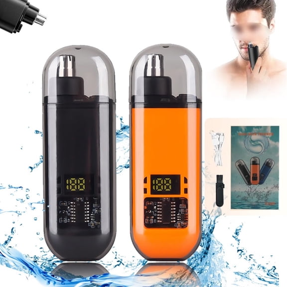 New Nose Hair Trimmer With Digital Display,IPX7 Waterproof Portable Nose Hair Trimmer for Men,2 in 1 Nasal Hair Cutter Rechargeable Portable Nose Hair Trimmer