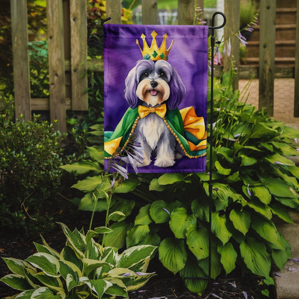Tibetan Terrier King of Mardi Gras Garden Flag 11.25 in x 15.5 in