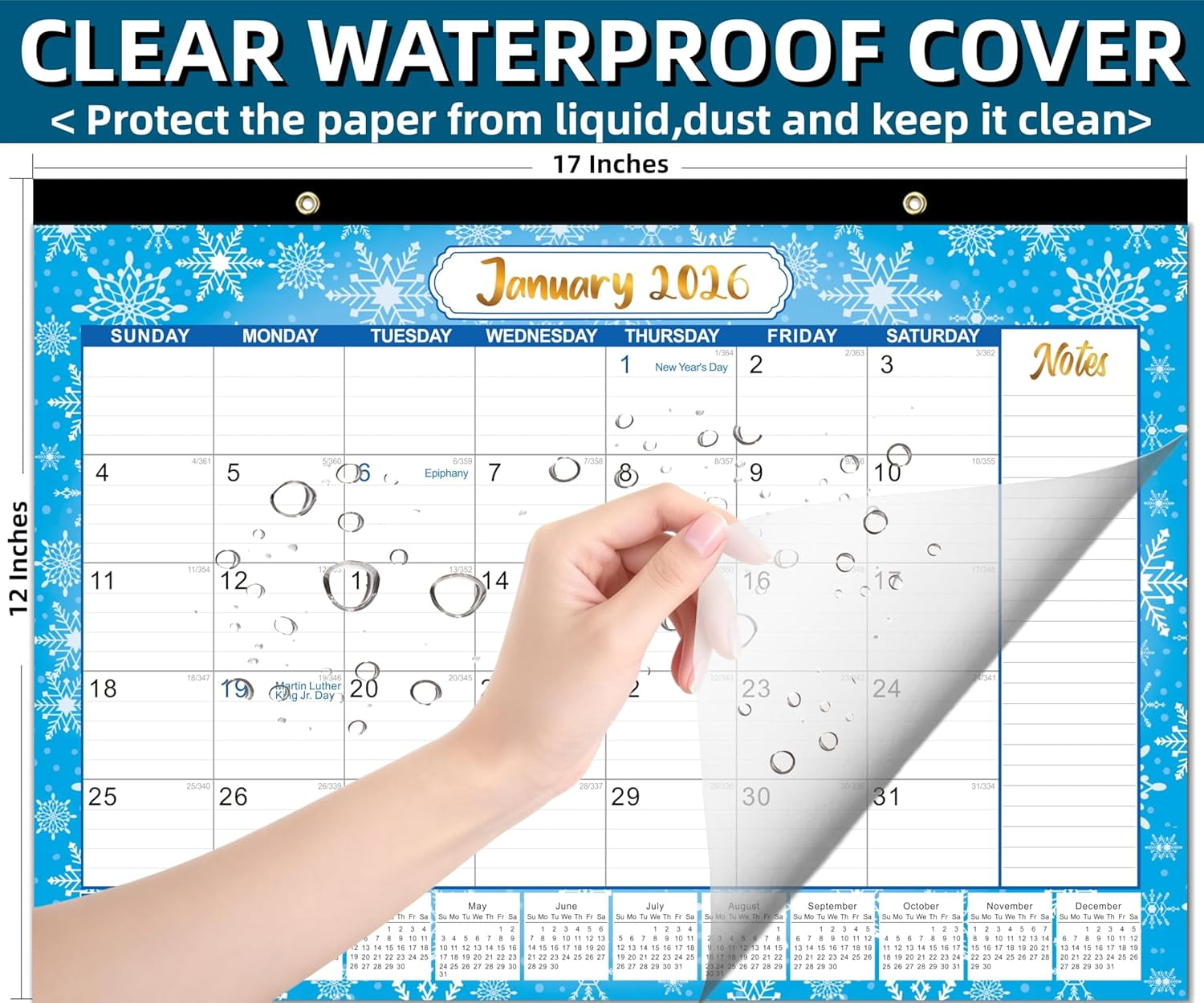 Desk Calendar 2026-2027 - Large 18-Month Desk/Wall Calendar, Through June 2027, 17" x 12", Thick Paper, Large Blocks, Plastic Cover, Monthly 2026 Calendar for Home School & Office Easy Organizing