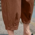 thumbnail image 4 of JUUYY Men's Linen Cropped Trousers Hippie Harem Pants 3/4 Length Pants Elasticated Waist Trouser Solid Color Shorts Baggy Beach Pants Coffee XL, 4 of 7