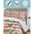 thumbnail image 4 of Quilts Twin Size Bedding Set, Strawberry Lightweight Quilted Comforter, Fruits Green Palm Leaves Red Striped Soft Reversible Bedspread Coverlet with Pillow Covers for All Season, 68" x 86", 4 of 7