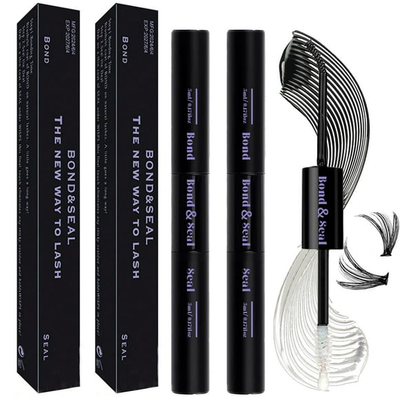 Qiveaory Lash Bond and Seal Kit 2 piezas DIY extensión de pestañas impermeable Lashe Cluster pegamento 72h Hold pegamento de pestañas individual portátil para extensiones de pestañas principiantes Bla