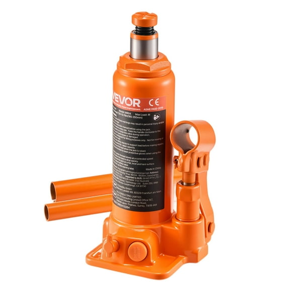 VEVOR Hydraulic Bottle Jack, 4 Ton (8818.4 lbs) Capacity, 7.3-13.8 Inch Lifting Range, Heavy Duty Welded Bottle Jack for Car, SUV, Pickup, Auto Repair, House Lift and Agricultural Equipment, Orange