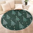 thumbnail image 4 of Dark Green Christmas Tree Pattern Round Blanket,Comfortable Soft Flannel Throw Blanket,All Season,Warm Lightweight Blankets for Sofa Bed Couch Living Room Chair 47"x47", 4 of 5