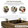 thumbnail image 6 of Harper & Bright Designs Square Lift-Top Coffee Table with Ottomans and Storage, Gold Center Table Set with Stools Underneath for Living Room, White & Walnut, 6 of 19