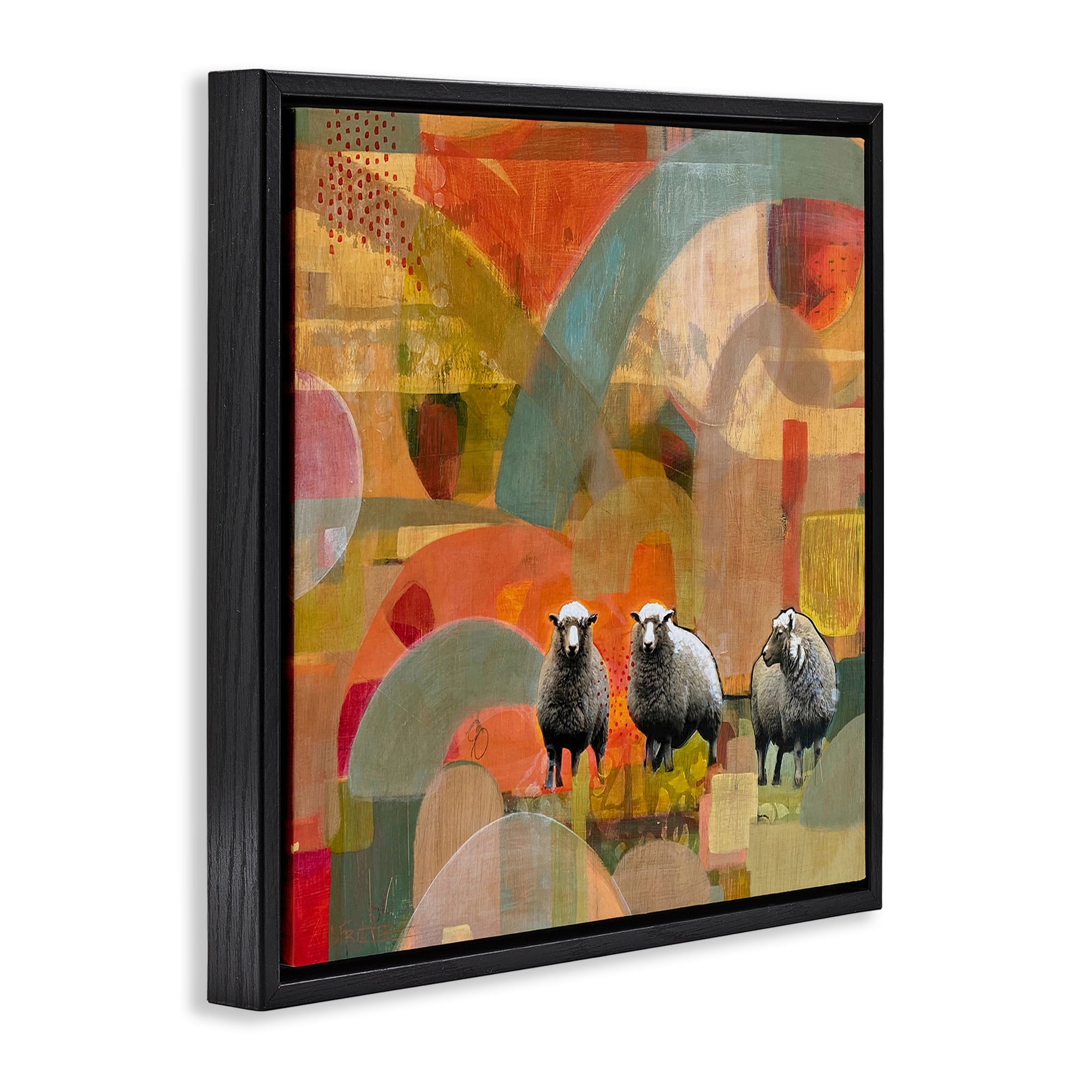 Stupell Industries Counting In My Sheep Black Framed Floater Canvas Wall Art, design by Dianna Fritzler
