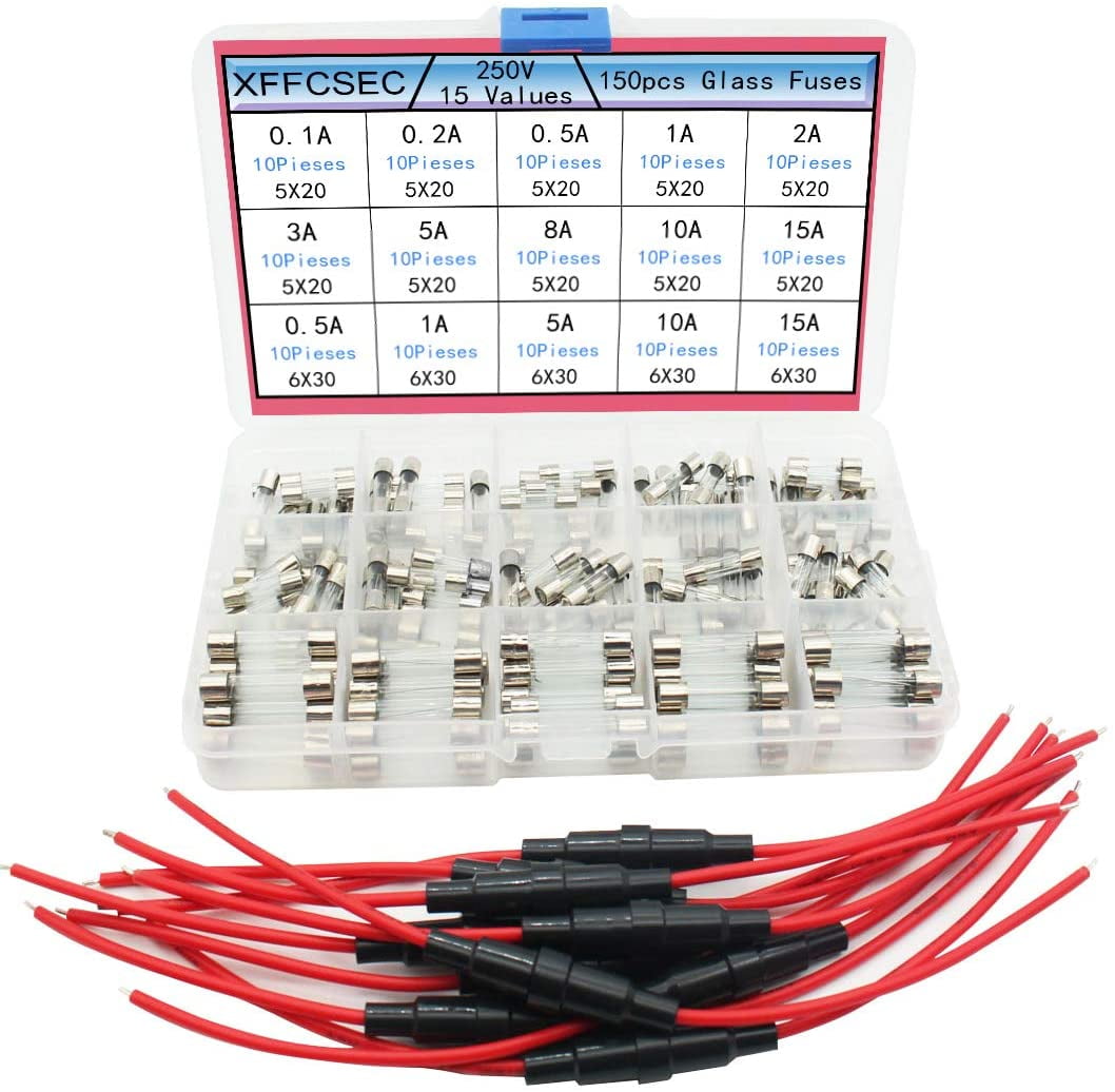 10pcs 5x20mm Fuse Holder Inline Screw Type With 18 AWG wire + 150pcs