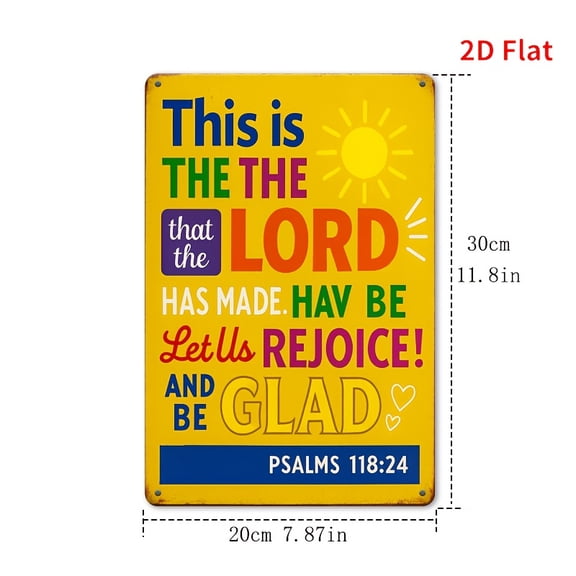 HELLOYOUNG Vintage Christian Metal Sign "This is the Day" Psalm 118:24 Wall Decor, Religious Scripture Art with Sun & Heart for Home Church