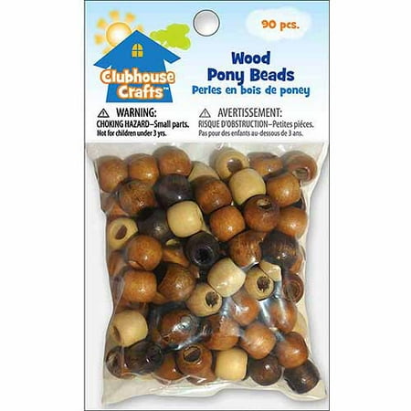 Clubhouse Crafts Wood Pony Beads, 90pk